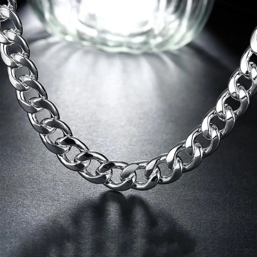 Heavy 2pc Men's  22" Cuban Chain and 8" Bracelet Stamped 925 Sterling Silver - Picture 3 of 6